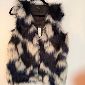 Chic Black and White Faux Fur Vest